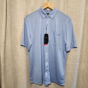 Greg Norman Golf Button Up Men's M Blue Moisture Tech Performance Lightweight‎